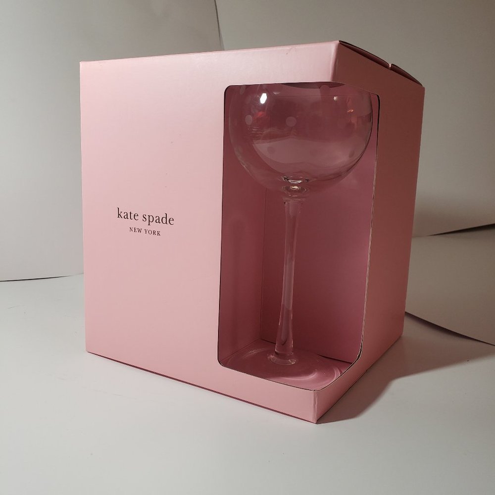 Wine glasses, Kate Spade, Lenox, Balloon, Larabee Dot, Set of 4, 16 oz.